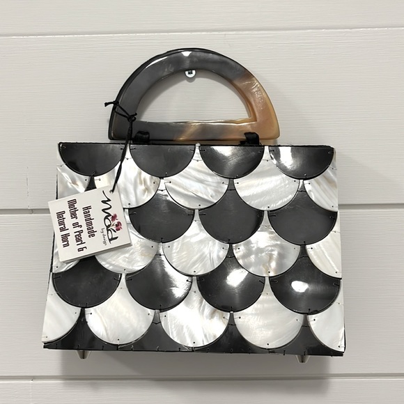 Handbags - Vintage! Handmade Mother of Pearl & Natural Horn Handbag